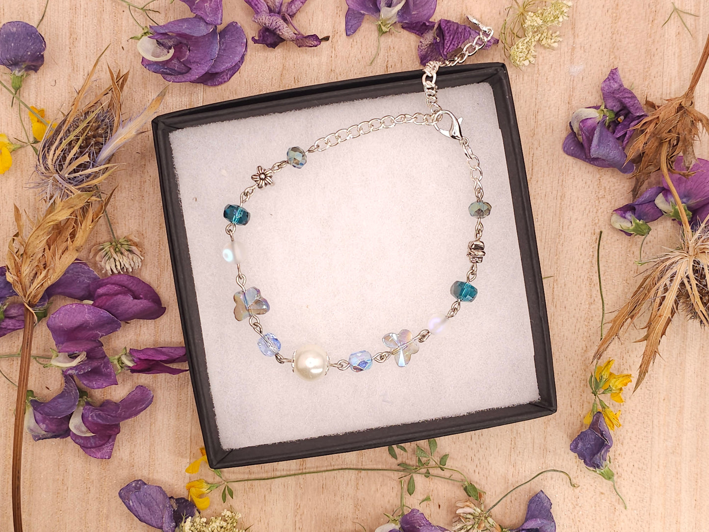 Dreamy Iridescent Blue Butterfly Bracelet