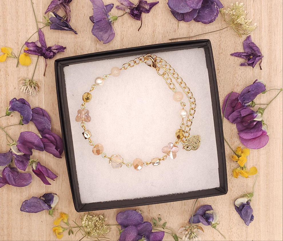Iridescent Peach Butterfly Bracelet
