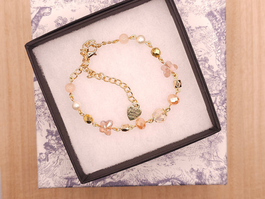 Iridescent Peach Butterfly Bracelet